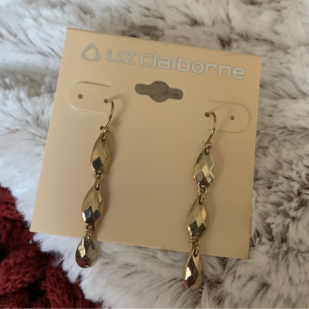 Liz Claiborne Gold Drop Dangle Earrings